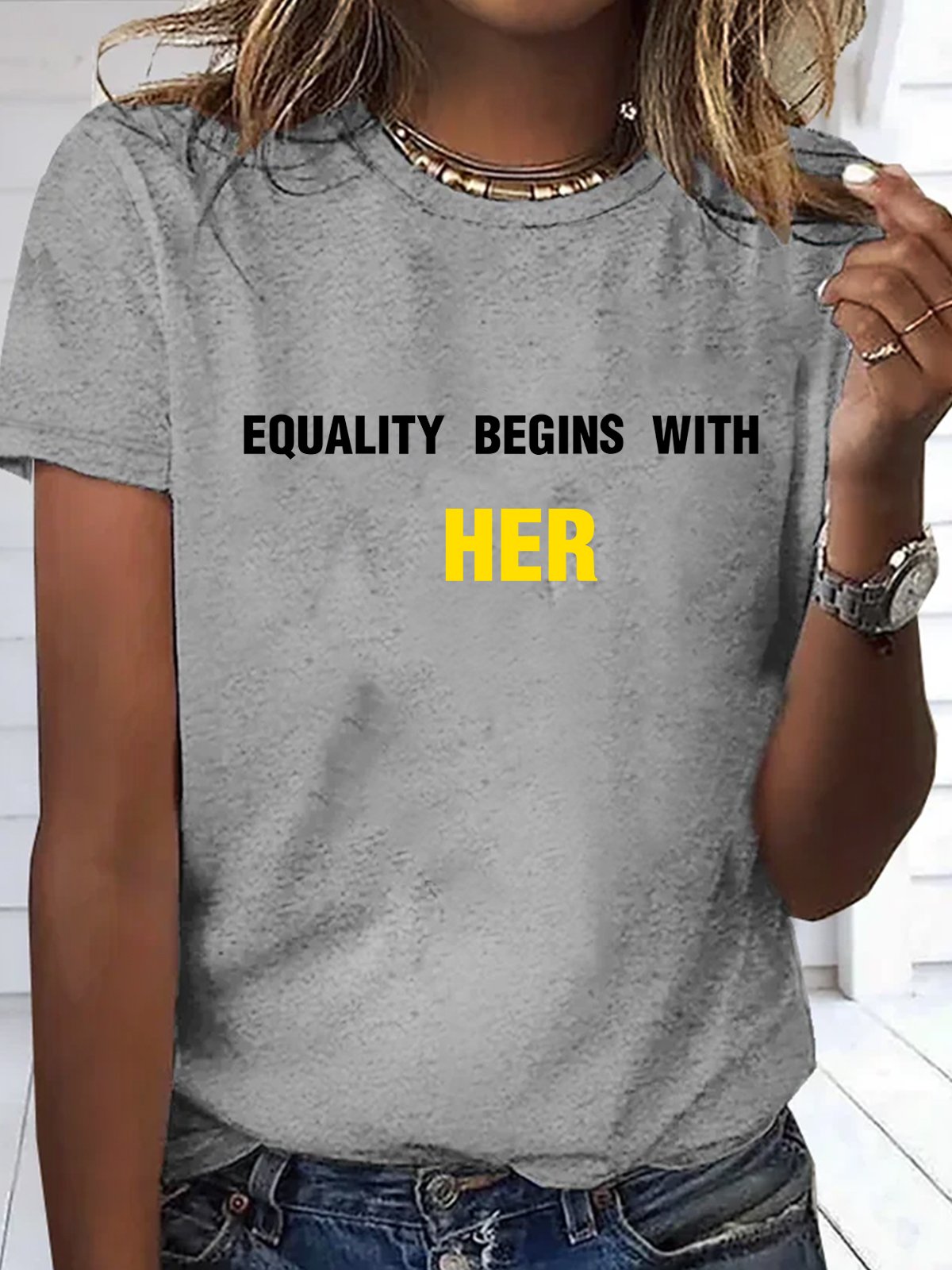 Equality Begins with Her Empowerment Equality Day T-Shirt