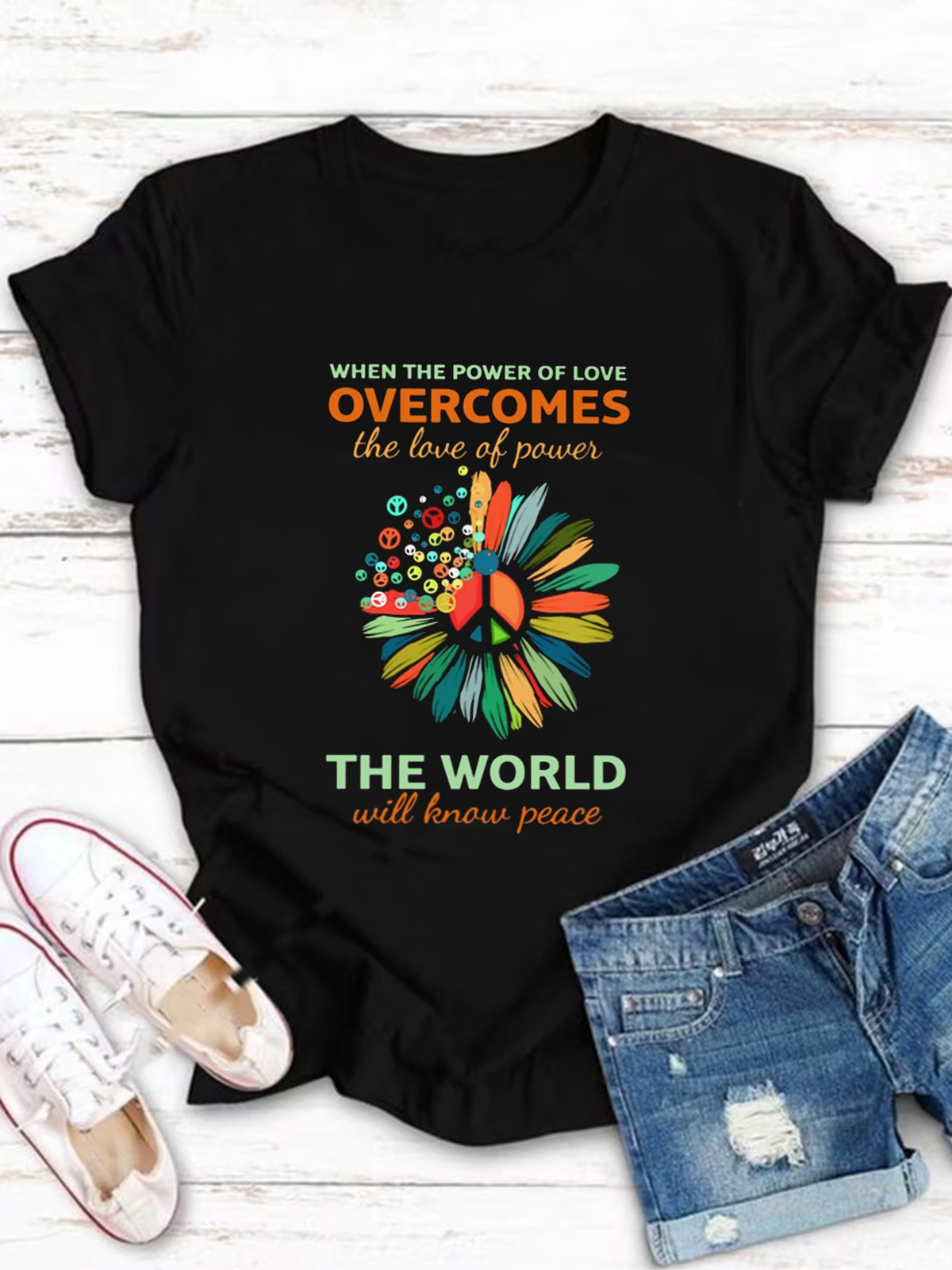 When The Power Of Love Overcomes The Love Of Power Empowerment Equality Day T-Shirt