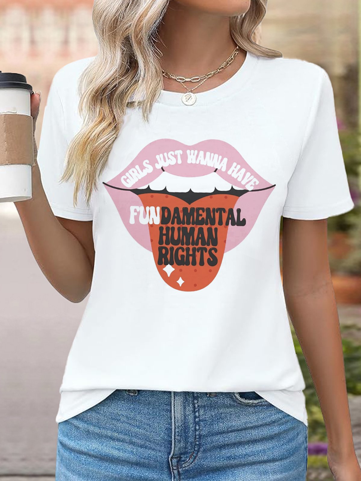 Text Letters Crew Neck Loose Casual Empowerment Empowerment Equality Day T-Shirt