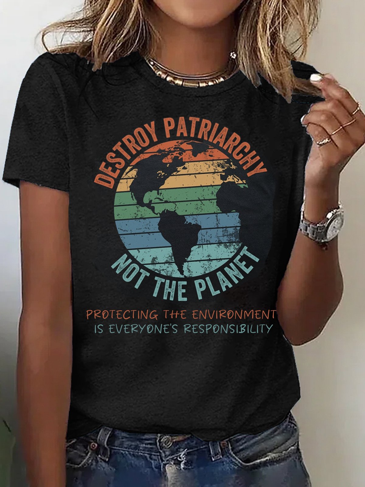 Protecting the environment is everyone's responsibility.Destroy Patriarchy Not The Planet Empowerment Equality Day T-Shirt