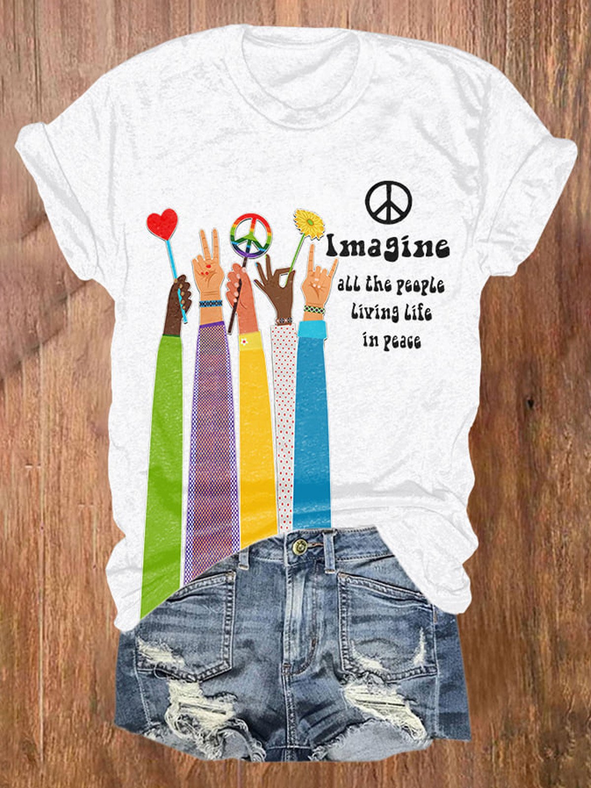 Hippie Imagine All The People Living Life In Peace Print Equality  Equality Day T-Shirt