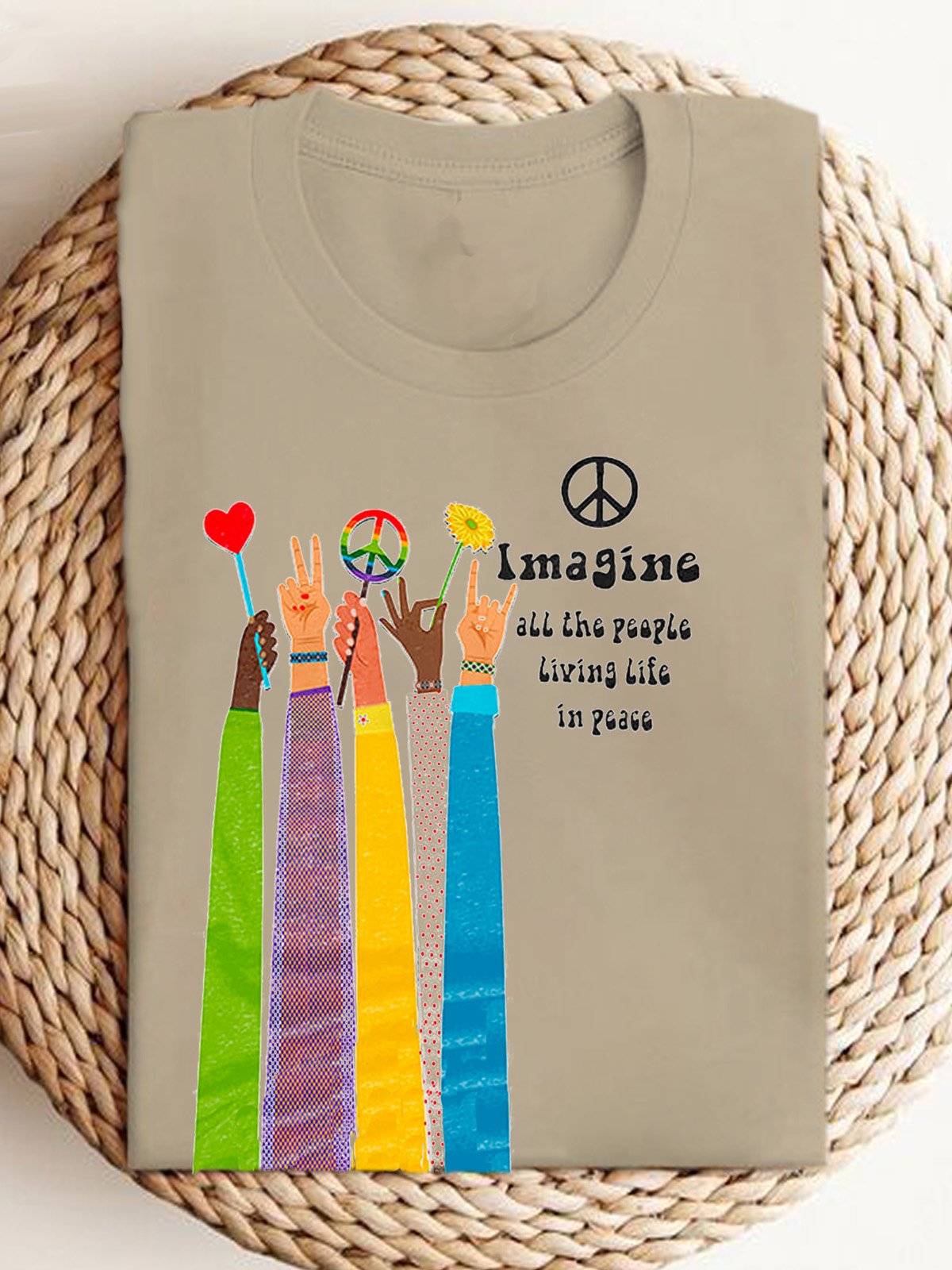 Hippie Imagine All The People Living Life In Peace Print Equality  Equality Day T-Shirt