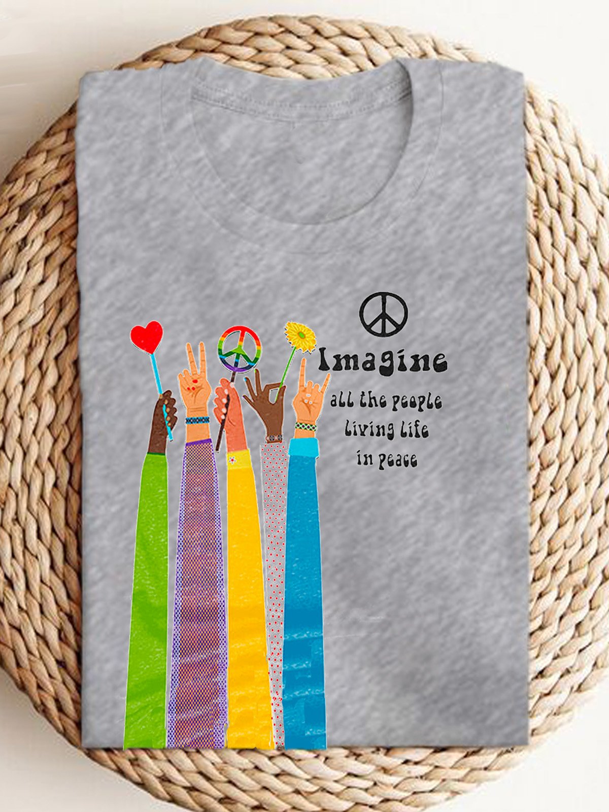 Hippie Imagine All The People Living Life In Peace Print Equality  Equality Day T-Shirt