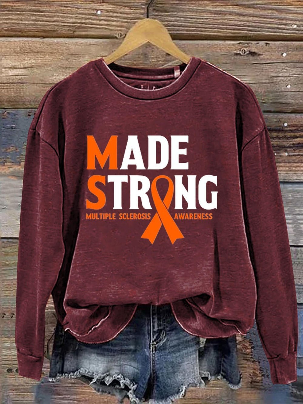 Made Strong Multiple Sclerosis Awareness  Multiple sclerosis Multiple sclerosis World MS Day Sweatshirt